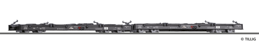 Tillig 05973 - H0e - 2-tlg. Set Rollwagen Rf4, DR, Ep. III